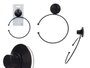 Berilo Porte-serviette mural noir mat avec ventouse 16x20x4 cm (Set de 12)