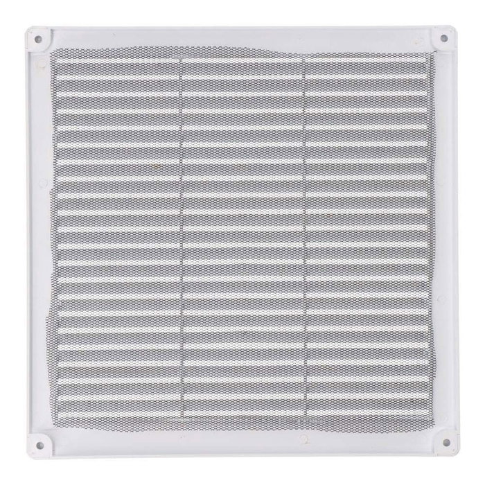 Edm Rejilla de ventilation carrée ABS blanc 250x250x7mm avec bouchons et moustiquaire