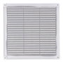 Edm Rejilla de ventilation carrée ABS blanc 250x250x7mm avec bouchons et moustiquaire