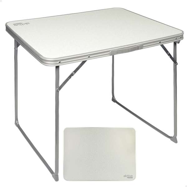 Color Baby - Table de camping pliante 80x60 cm, bois et acier, blanc