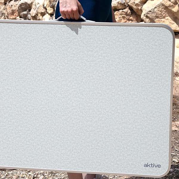 Color Baby - Table de camping pliante 80x60 cm, bois et acier, blanc