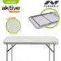 Color Baby - Table de camping pliante 80x60 cm, bois et acier, blanc