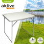 Color Baby - Table de camping pliante 80x60 cm, bois et acier, blanc