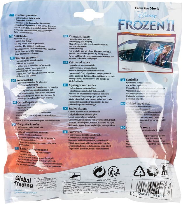 Licensing CZ10250 Rideau Latéral Maxi Frozen 60x40 cm, Protection UV, Fixation Ventouse, Normes Européennes