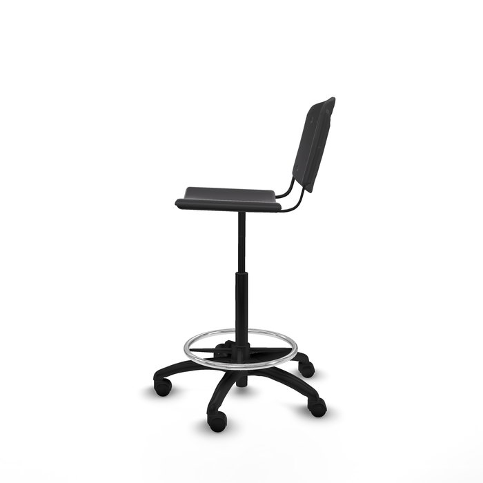 Tabouret Taburete Robledo Pivotant Chlorure de polyvinyle Noir Structure polyamide noire Sans accoudoirs Sans appui-tête Roulettes en nylon 50 mm