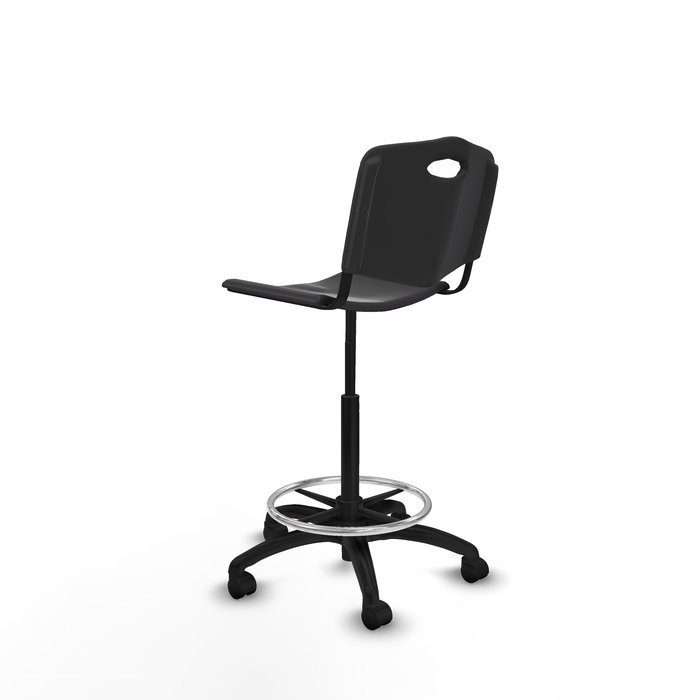 Tabouret Taburete Robledo Pivotant Chlorure de polyvinyle Noir Structure polyamide noire Sans accoudoirs Sans appui-tête Roulettes en nylon 50 mm