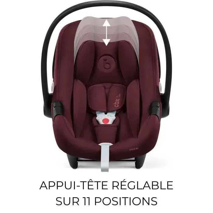 CYBEX Siège auto Aton B2 i-Size avec Base One ISOFIX, Groupe 0+ (Naissance-13 kg/87 cm/2 ans), Rouge - Conforme R129/03