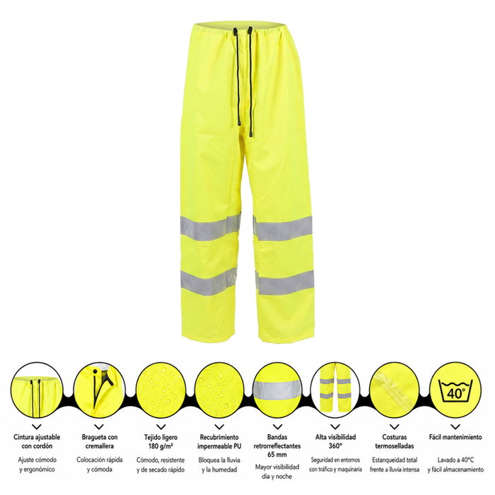 Wolfpack Pantalon de Pluie Haute Visibilité Taille L