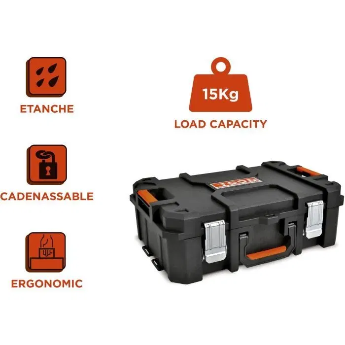 TOOD - Mallette à outils étanche professionnelle - 6 godets amovibles pour rangement optimal - Protection contre humidité et chocs - Dimensions 53x37x18 cm