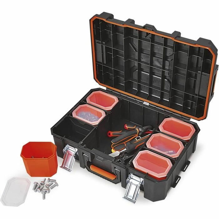 Tood Mallette à outils étanche avec 6 godets, noir/orange