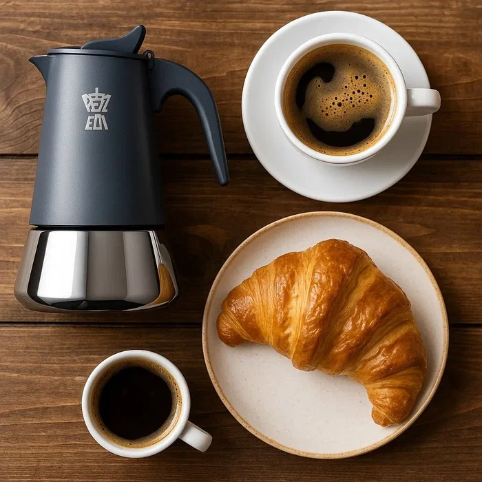 Pezzetti Cafetière Italienne Expresso Steelexpress en Acier Inoxydable, 4 Tasses, Compatible Tous Feux Dont Induction, Bleue
