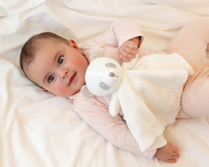 KioKids Doudou Panda Cotton Friends en Algodón - Peluche Douce Blanche pour Bébé +2 Mois - Cadeau Écologique Sans Plastique