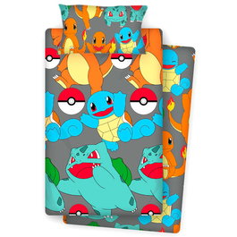 NINTENDO Draps de lit housse de couette pour enfant 90cm motif Pokémon - 100% Coton et Polyester - Jeu de 3 pièces