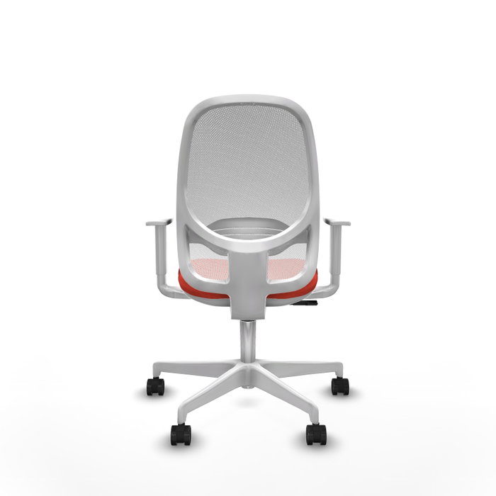 Chaise Cilanco Synchro 3 positions tissu Orange foncé Maille Blanc Structure polyamide blanc Accoudoirs blancs Sans appui-tête Roulettes 65mm nylon