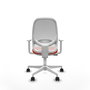 Chaise Cilanco Synchro 3 positions tissu Orange foncé Maille Blanc Structure polyamide blanc Accoudoirs blancs Sans appui-tête Roulettes 65mm nylon