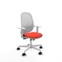 Chaise Cilanco Synchro 3 positions tissu Orange foncé Maille Blanc Structure polyamide blanc Accoudoirs blancs Sans appui-tête Roulettes 65mm nylon