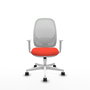 Chaise Cilanco Synchro 3 positions tissu Orange foncé Maille Blanc Structure polyamide blanc Accoudoirs blancs Sans appui-tête Roulettes 65mm nylon