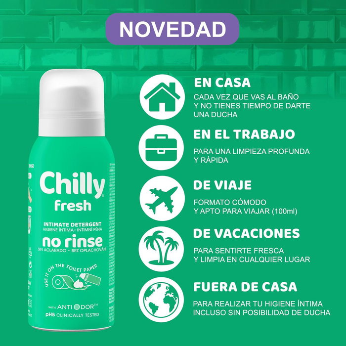 Chilly Mousse Hygiénique Intime Sans Rinçage Fresh 100 ml