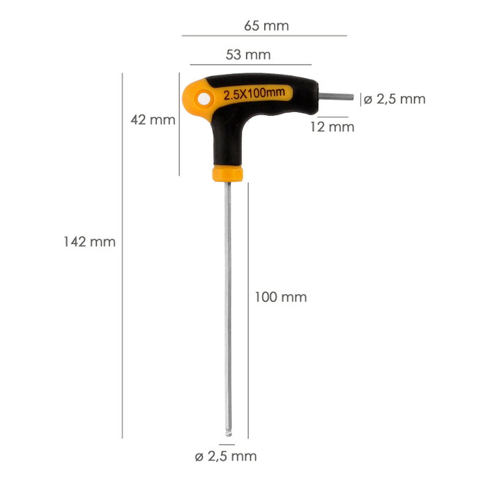 WOLFPACK LINEA PROFESIONAL Clé Allen avec extrémité sphérique et manche Soft Touch 2,5 mm