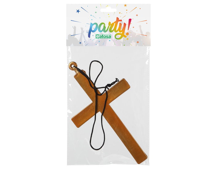 Collar avec croix dorée pour costume de prêtre ou curé - Accessoire déguisement religieux adulte
