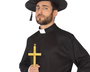 Collar avec croix dorée pour costume de prêtre ou curé - Accessoire déguisement religieux adulte