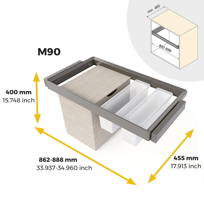Emuca Kit 2 plateaus auxiliaires, 1 panier et rack ajustable Quartz pour armoires, glissières extension totale et à fermeture douce, Module 90cm, Finition Titane Emuca Kit 2 plateaus auxiliaires, 1 panier et rack ajustable Quartz pour armoires, glissières extension totale et à fermeture douce, Module 90cm, Finition Titane