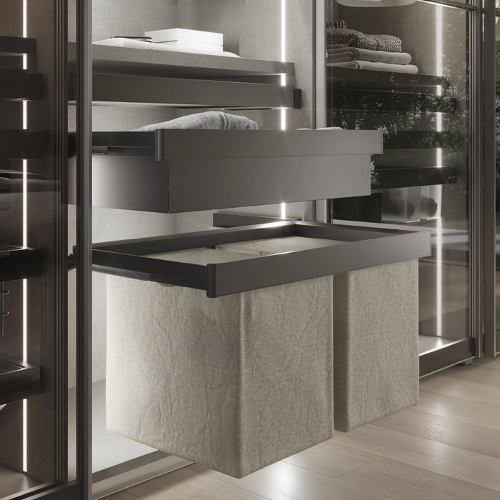 Emuca Kit 2 plateaus auxiliaires, 1 panier et rack ajustable Quartz pour armoires, glissières extension totale et à fermeture douce, Module 90cm, Finition Titane Emuca Kit 2 plateaus auxiliaires, 1 panier et rack ajustable Quartz pour armoires, glissières extension totale et à fermeture douce, Module 90cm, Finition Titane