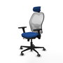 Piqueras y Crespo Chaise de Bureau Jorquera avec Appui-tête, Support Lombaire et Accoudoirs 3D, Bleu et Blanc