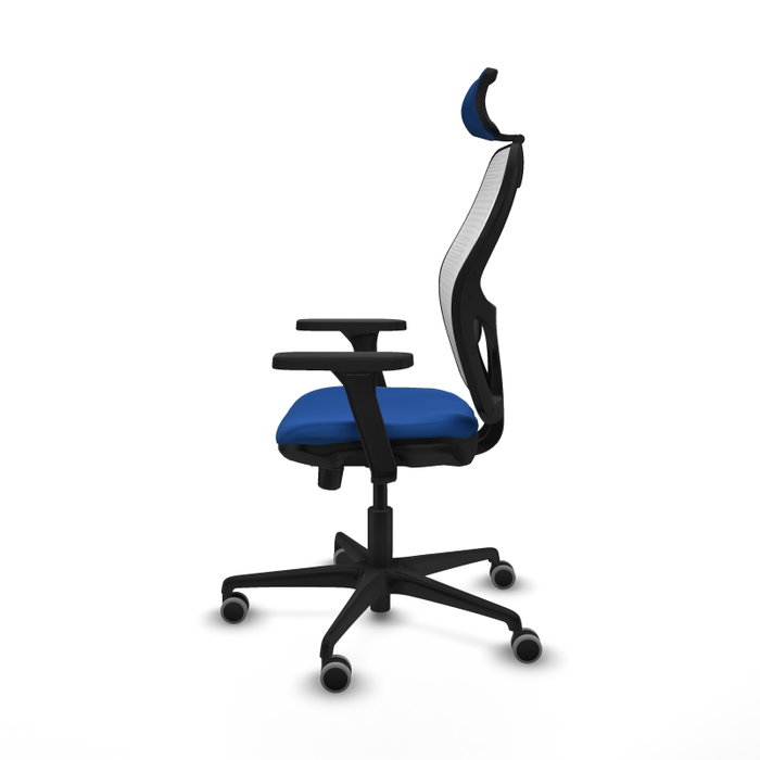 Piqueras y Crespo Chaise de Bureau Jorquera avec Appui-tête, Support Lombaire et Accoudoirs 3D, Bleu et Blanc