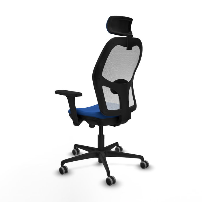 Piqueras y Crespo Chaise de Bureau Jorquera avec Appui-tête, Support Lombaire et Accoudoirs 3D, Bleu et Blanc