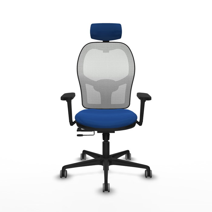 Piqueras y Crespo Chaise de Bureau Jorquera avec Appui-tête, Support Lombaire et Accoudoirs 3D, Bleu et Blanc