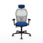 Piqueras y Crespo Chaise de Bureau Jorquera avec Appui-tête, Support Lombaire et Accoudoirs 3D, Bleu et Blanc