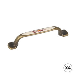 Rei Modèle 834 Poignée de meuble anse zamak ABS finition cuir vieilli fleuri 96 mm blister 4 pièces