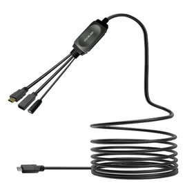 Vivolink Câble HUB USB-C avec USB3.0 et charge 7,5m noir