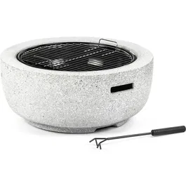 Fieldmann FZG 1030W - Brasero à bois avec foyer de 60 cm, grille chromée de 43 cm et couvercle en maille pour sécurité - Parfait pour grillades