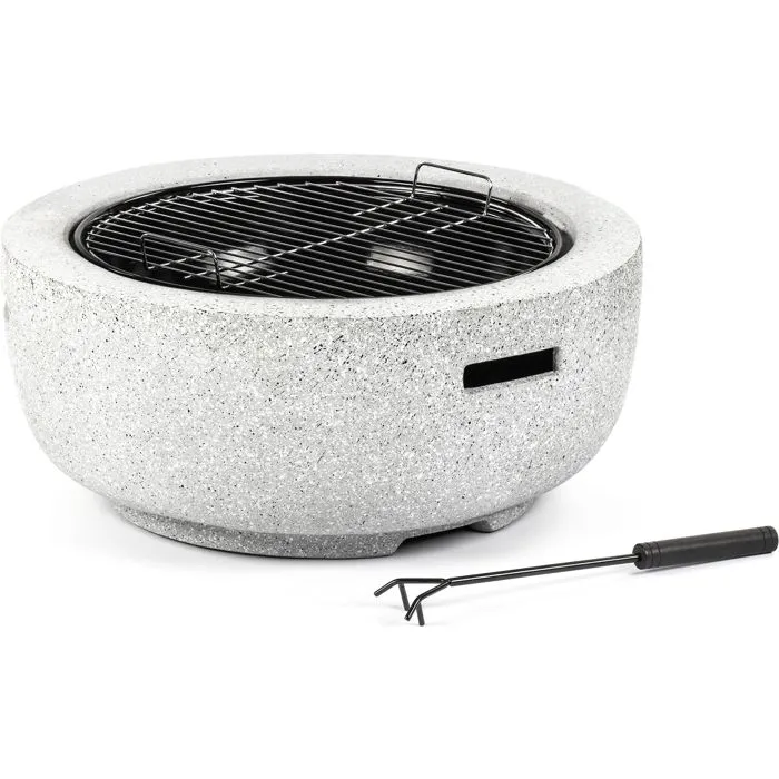 Fieldmann FZG 1030W - Brasero à bois avec foyer de 60 cm, grille chromée de 43 cm et couvercle en maille pour sécurité - Parfait pour grillades