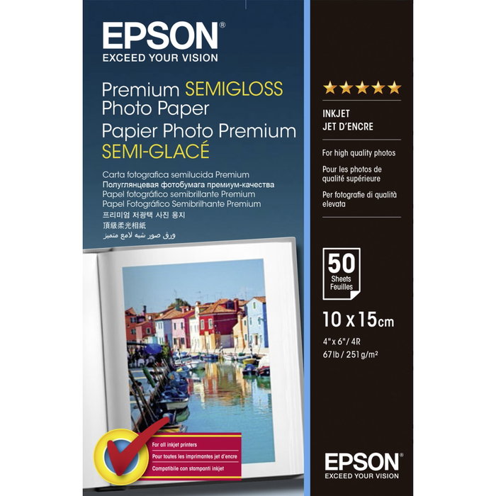 Epson Premium Semigloss Papier Photo 100 x 150 mm, 50 feuilles Epson Premium Semigloss Papier Photo 100 x 150 mm, 50 feuilles