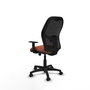 Chaise Alocén Synchro 3 positions tissu Marron Maille Noir Structure polyamide noire Accoudoir 1D Sans appui-tête Roulettes pour moquette