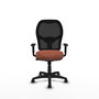 Chaise Alocén Synchro 3 positions tissu Marron Maille Noir Structure polyamide noire Accoudoir 1D Sans appui-tête Roulettes pour moquette