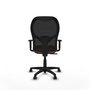 Chaise Alocén Synchro 3 positions tissu Marron Maille Noir Structure polyamide noire Accoudoir 1D Sans appui-tête Roulettes pour moquette
