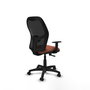 Chaise Alocén Synchro 3 positions tissu Marron Maille Noir Structure polyamide noire Accoudoir 1D Sans appui-tête Roulettes pour moquette