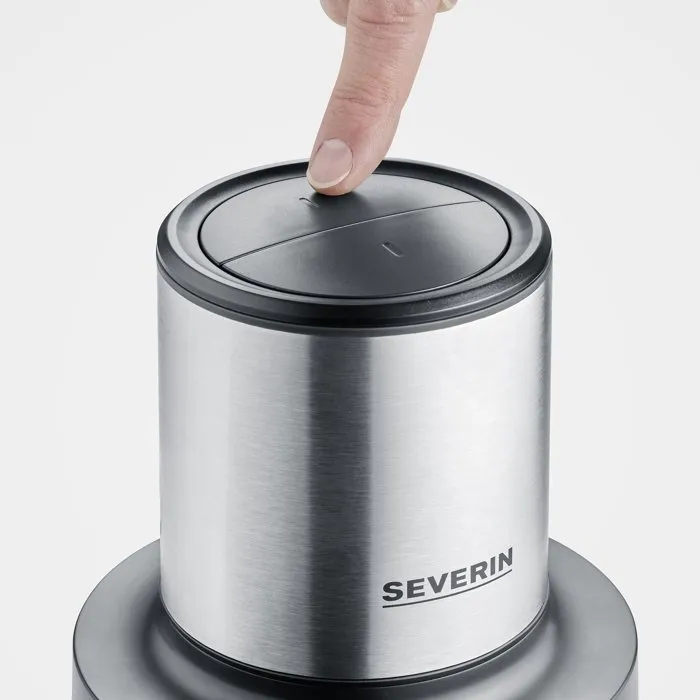 Severin KM3867 Hachoir électrique 400 W, récipient verre 1 L, 2 vitesses, Noir/Inox