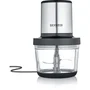 Severin KM3867 Hachoir électrique 400 W, récipient verre 1 L, 2 vitesses, Noir/Inox