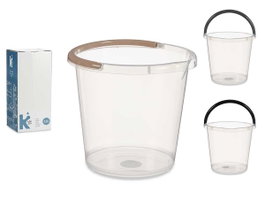 ARTE REGAL Seau Transparent 13L avec Anse, Assortiment de 3 Couleurs Sombres