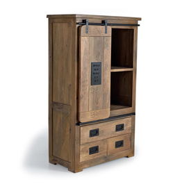 GINER Y COLOMER - Armoire Buffet Style Industriel en Bois de Manguier avec Détails Métal - Porte Coulissante, 3 Tiroirs - Dimensions 150x90x45 cm