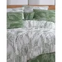 Parure de lit King 1 housse de couette 220 x 240 cm + 2 taies d'oreiller 60 x 60 cm - Coton renforcé 100% - Blanc et Vert - Ensemble de literie complète