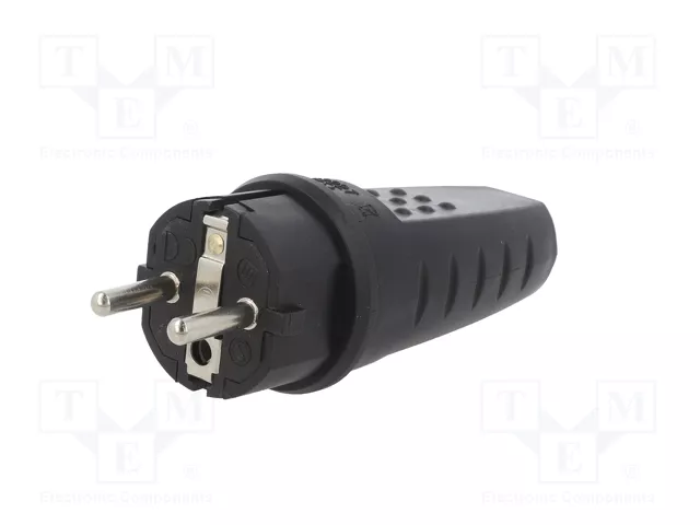 PAWBOL Fiche mâle d'alimentation AC Uni-Schuko noire