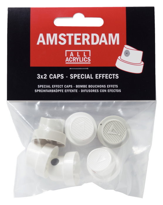 Amsterdam Lot de 6 diffuseurs pour peinture en aérosol - 2 super fins, 2 souples, 2 épais Amsterdam Lot de 6 diffuseurs pour peinture en aérosol - 2 super fins, 2 souples, 2 épais