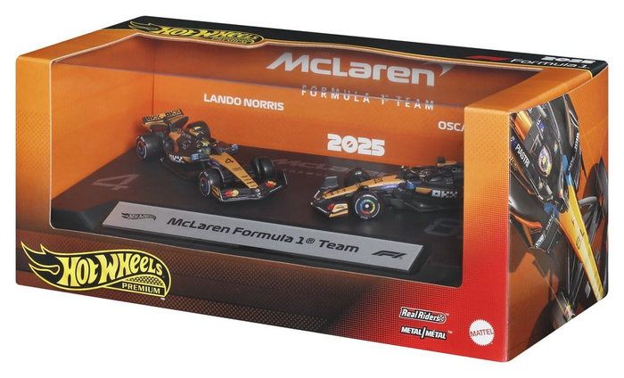 Mattel Hot Wheels Premium Pack de 2 Véhicules Die-Cast 1:64 Team McLaren Formule 1