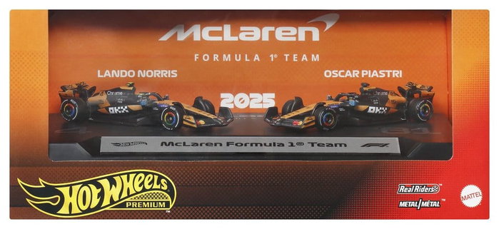 Mattel Hot Wheels Premium Pack de 2 Véhicules Die-Cast 1:64 Team McLaren Formule 1